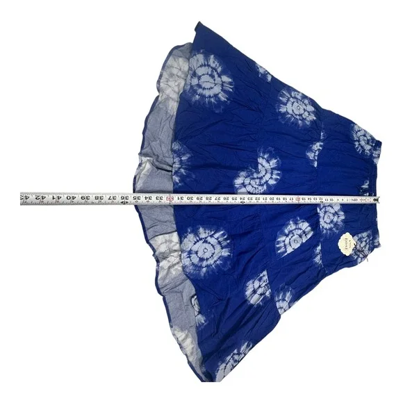 Knox Rose Women's 1X Blue & White Tie Dye Tiered Flowy Maxi Skirt‎ NWT - Picture 8 of 10